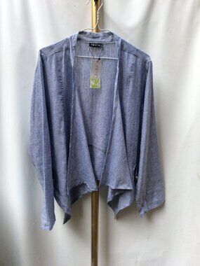 100% LINEN APNY Eco-Friendly Open Front Drape Top NWT Size L